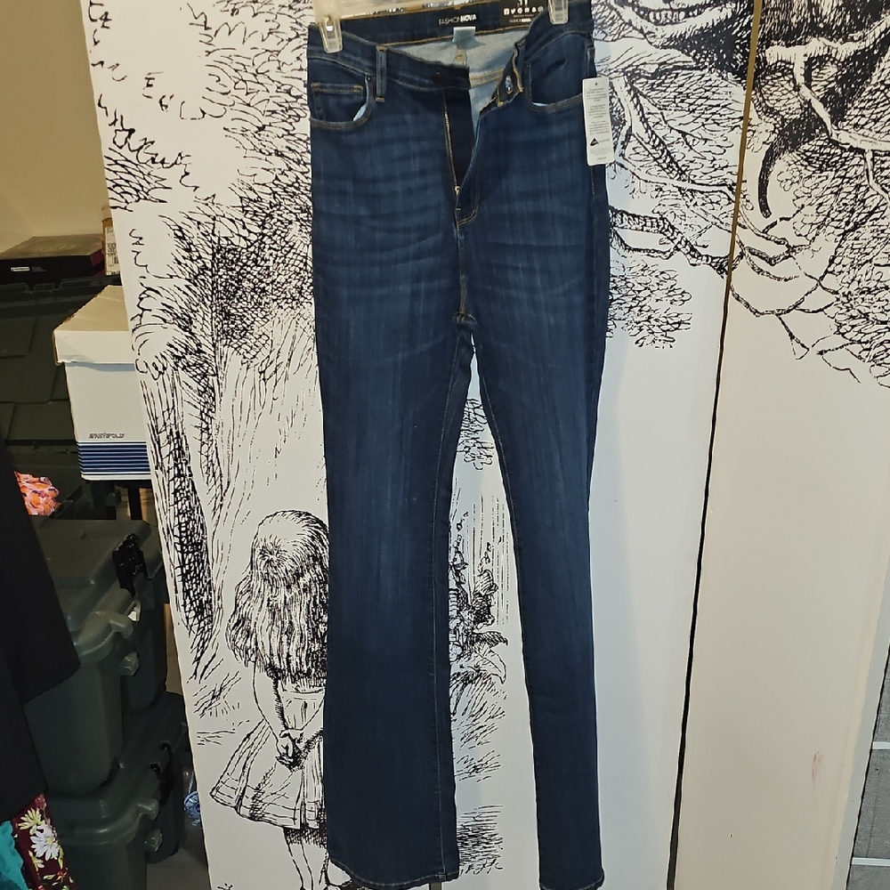 Fashion Nova Blue Flare Wide Leg Jeans